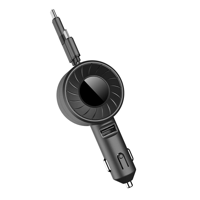 Car Charger Adapter, 3 in 1 Retractable Multi Charging Cable with iP/Type C/Micro and USB Port, Compatible with Most Cell Phones Tablets Universal Use