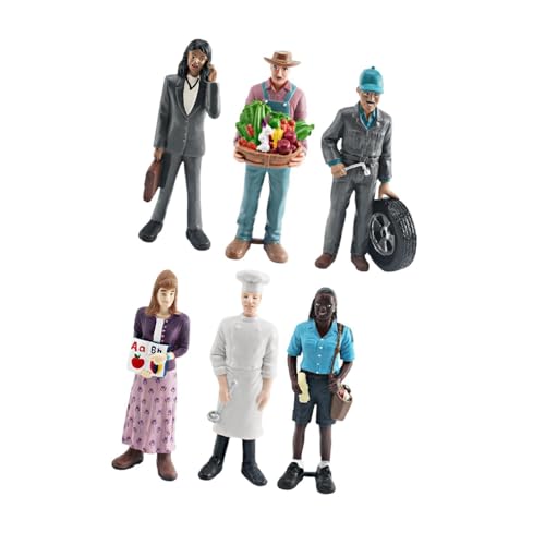 kowaku 6Pcs Professional Character Models Figures Diorama People for DIY Scene Decor Photography Prop Dioramas Decor Painted Crafts, Style A