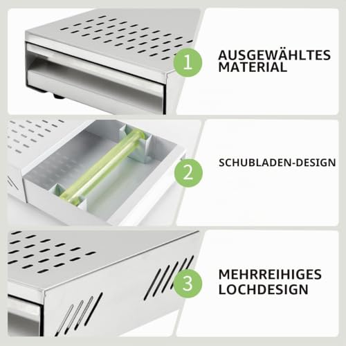 Foto von Espresso Abklopfbehälter mit Schublade – Edelstahl Knock Box mit Gummistange & Anti-Rutsch-Füßen, Sudschublade für Siebträgermaschine (Edelstahl Natur, Groß)