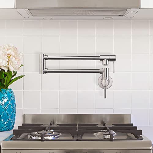 Aleasha Brass Made Pot Filler Faucets, Aleasha Brushed Nickel Kitchen Sink Pot Filler thumb #2