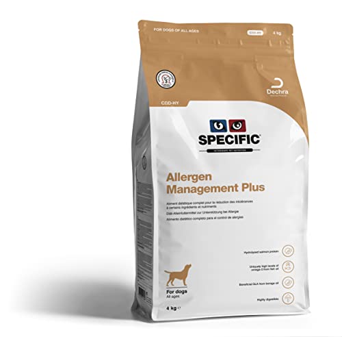 SPECIFIC® Allergen Management Plus (CΩD-HY) 3x4 kg - Hypoallergenes Hundefutter mit hydrolisiertem Lachs - Trockenfutter für Hunde - Omega-3 - Glutenfrei - Alle Altersklassen - DECHRA