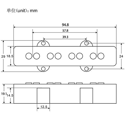 Fleor Alnico 5 Jazz Bass Pickups Bridge Pickup Fit 4 Strings Fender Jazz Bass Guitar Pickup Part #TOP6