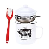 Contenitore per conservare il grasso di Pechino | Contenitori per la conservazione di grassi 1200 ml | Vaso di pancetta con spatola e colino, per cuocere le vacanze e il fine settimana colazione cibo