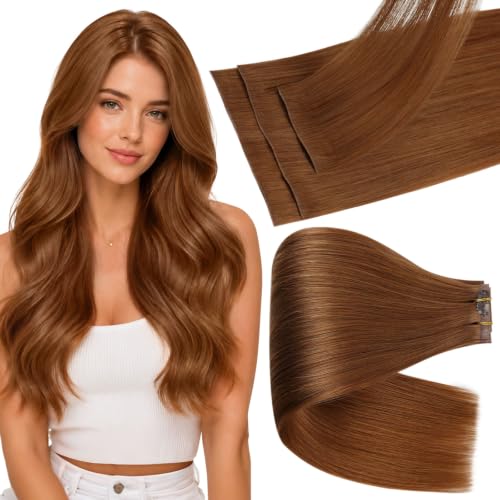 Image of Full Shine Seamless Clip in Hair Extensions, Copper, 20 Inch 130g 6Pcs