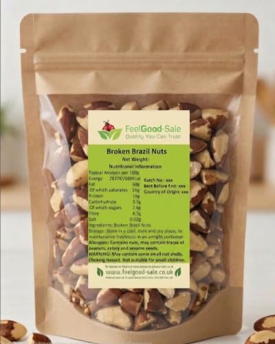 1kg Brazil Nuts Halves/Broken - Fresh & Crispy 100% Raw Broken Brazils Natural Brasil Pieces Premium Quality Edible Brazilian Brasilian Nut Snack Bulk Keto Paleo Protein Selenium Non GMO Vegan