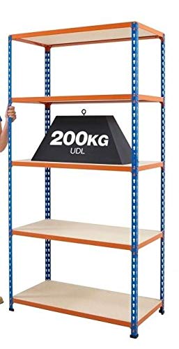 BiGDUG Garage 5 Tier Shelving Units 1830mm High Melamine Shelves (1830h x 1220w x 455d mm)