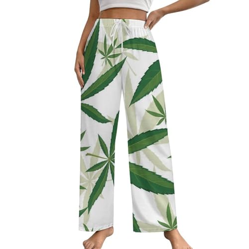 Pajama Pants for Man Woman Trendy Couple Home PJ Pants Sleepwears Prensents Weed Pot Leaves