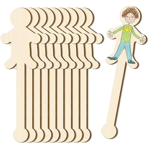 Lesnala 100Pcs People Craft Sticks People Shaped Wooden Craft Sticks Shape Craft Stick for Unisex Student DIY Project Making Classroom Home Decoration Craft and Arts 5.3 x 1.6inch Cover