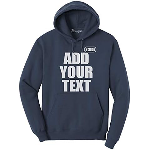 TEEAMORE Men Women Custom Hoodie, Add Your Text, Design Your Own, Front and Back Navy Cover