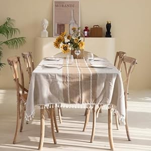Winknowlrustictableclothcottonlinenfabricwrinklefreetableclothswashablesquaretablecoverdecorationforkitchendinningpartyfor4seatslightcoffeelines55x55inch Urban Country Home Decor Winknowl rustic tablecloth cotton linen fabric wrinkle free table cloths washable square table cover decoration for kitchen dinning party for 4 seats light coffee lines 55×55 inch urban country home decor