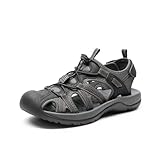 DREAM PAIRS Sandalen Damen Trekkingsandalen Damen Wandersandalen Damen mit Zehenschutz Atmungsaktives Material & Verstellbarer Verschluss,Size 43,Schwarz/Dunkelgrau,DWUMST2502