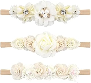Lusofie 3Pcs Baby Flower Headband Floral Infant Elastic Hair Band Bows Wraps for Newborn Toddler Hair Accessories