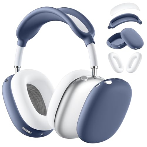 Lerobo for AirPods Max Case Cover,360ｰ Protection Ear Pad Case/Ear Cups/Headband Cover/Max Headband Pad for Headphones,Accessories Skin Protector for Apple AirPods Max BlueGrey-White