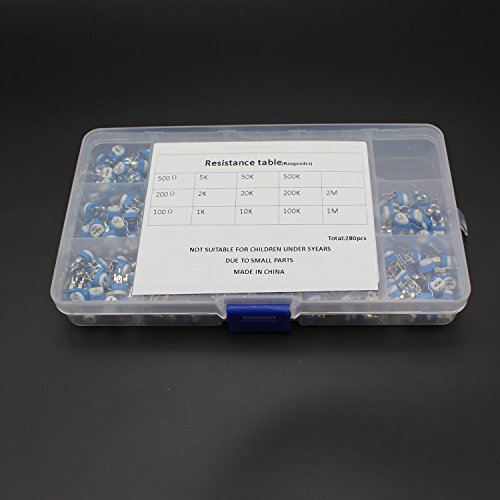 Raogoodcx® Variable Resistor Assorted Kit 14 Value 280Pcs100 To 2M Ohm Single-Turn Trimming Potentiometer Kit #TOP5
