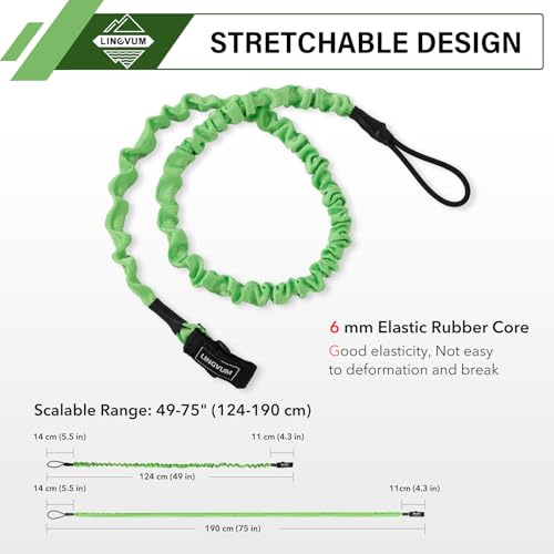 image for LINGVUM Kayak Paddle Leash Stretchable Coiled Rod Leash for Kayak, Pad