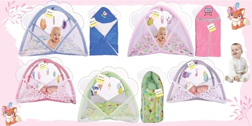 Image of Kwitchy New Born Baby Bedding Set Play Gym Bed with Mosquito Net & Carry Bag Combo (0-6 Months) Yellow