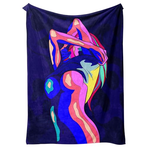 soeeao Sexy Anime Throw Blanket Aldults Sex Erotic Naked Hot Girls Blankets for Couch Bed Living Room Sofa, Decorative Patterned Super Soft Cozy, 50x60 in, B