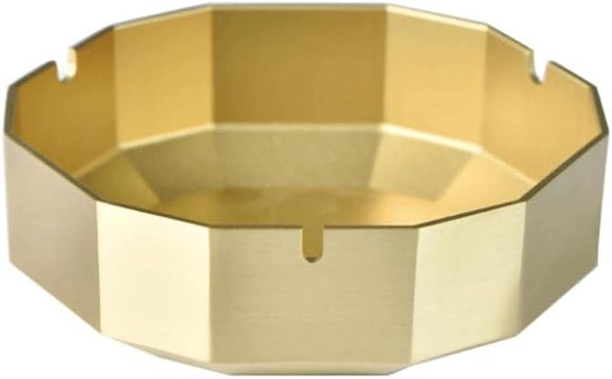 Brass Ashtrays Living Room Bedroom Car Trash Can Slot to Hold Cigar Outdoor Portable Ashtray for Car(L)