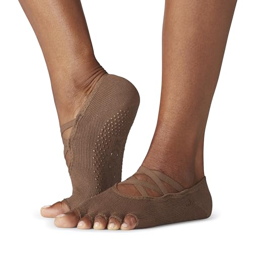 Image of toesox Elle Half Toe Grip Socks - Non-Slip Grip Sole for Yoga, Pilates, Gym - Non Skid Open Toe Socks for Women
