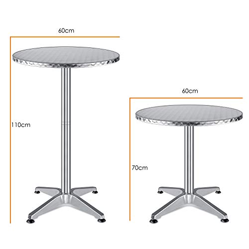 KESSER® - 2-in-1 statafel, inklapbaar, bistrotafel, aluminium roestvrijstalen plaat, in hoogte verstelbaar, 70 cm / 115… - Image 8