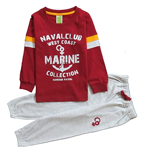 Image of Clothe Funn Boys Printed Cotton Full Sleeves T-Shirt & Pant Set