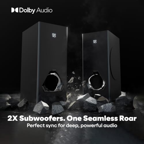 Image of GOVO GoSurround 888 | 625W,True Dolby Audio, Dual 6.5 inch Subwoofers with Dual Satellites,5.2 Surround Soundbar, HDMI ARC, Opt,AUX,USB, Bluetooth,3 Equalizer Modes,LED Display & Remote (Platinum Black)