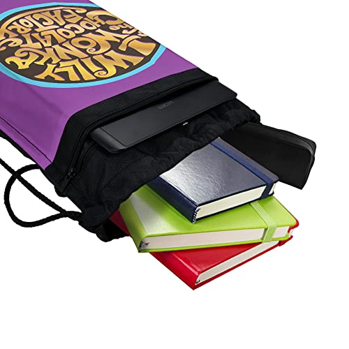 LOGOVISION Willy Wonka And The Chocolate Factory Logo Drawstring Backpack Sports Bag Sackpack 17" x 13", Perfect for Gym, Yoga or Practice4
