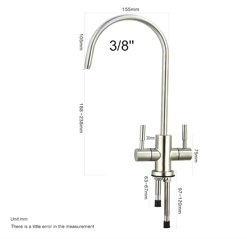 Image of B BACKLINE Stainless Steel 304 Grade 2 in 1 Ro Water Purifiers Tap /Faucet | Double Water Inlet Tap, Filter Water Tap & Kitchen Normal Water Tap | 360 Rotatable Ro Drinking Water Filter (Brushed)