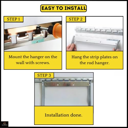 Image of Qlarity Covers 2mm Thick PVC Magnetic Curtain Strips 60 Inch (20X20X20) 3pcs Hanger X 7ft Long | 5 Strips, 8.5 Inch Vinyl Auto Closing Insulated Magnetic Curtain | for Home, Warehouses(Transparent)