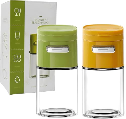 Image of SKYTONE Salt and Pepper Shakers 1 Pcs, Precise Quantitative Salt Shaker with Clear Glass - 0.5g Salt per Press, Salt and Pepper Set for Cooking Table Camping RV Outdoor BBQ (4, 2 in 1 Dispenser)