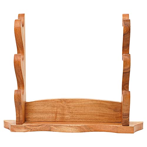 Mythrojan Solid Wood Sword Stand Medieval Sword Wall Mount Samurai Sword Display Stand Katana Sword Holder Gladiator Sword Wall Display Crusader Sword Stand Knife Stand for Display - Three Tier Sand - Thumbnail 7