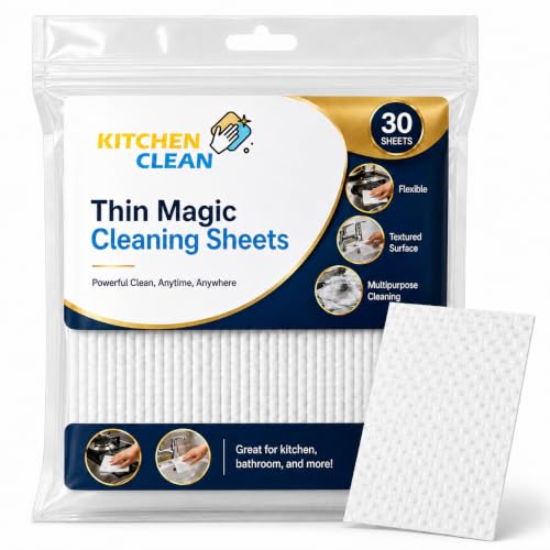 Image of Kitchen Clean Magic Cleaning Sheets, 30 Pcs - Reusable Melamine Foam Eraser Wipes for Kitchen, Bathroom, Glass, Tiles, Sinks, Stovetops & Appliances | Chemical-Free Multipurpose Cleaning