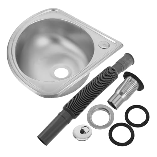 Cabilock Fregadero para Autocaravanas Acero Inoxidable Lavabo Pequeño de Esquina Fregadero Seno Diseño Triangular Instalación para Cocinas Pequeñas