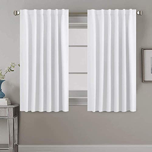 Image of H.VERSAILTEX White Curtains Thermal Insulated Window Treatment Panels Room Darkening Privacy Assured Drapes for Living Room Back Tab /Rod Pocket Bedroom Draperies, 52 x 54 Inch, 2 Panels
