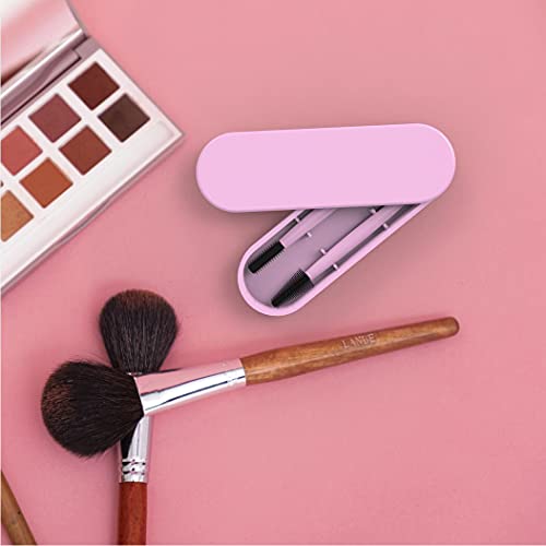 1 Set Pink Silicone Eyebrow And Eyelash Brush Set With Case Silicone Mascara Brushes Wands Applicator Reusable Makeup Brushes Set #TOP2