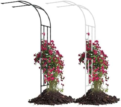 Metal Garden Arch Trellis for Climbing Plants, Half Wedding Archway for Outdoor Lawn & Patio Decoration, White 78.7" W x 94.5" H Garden Arbor