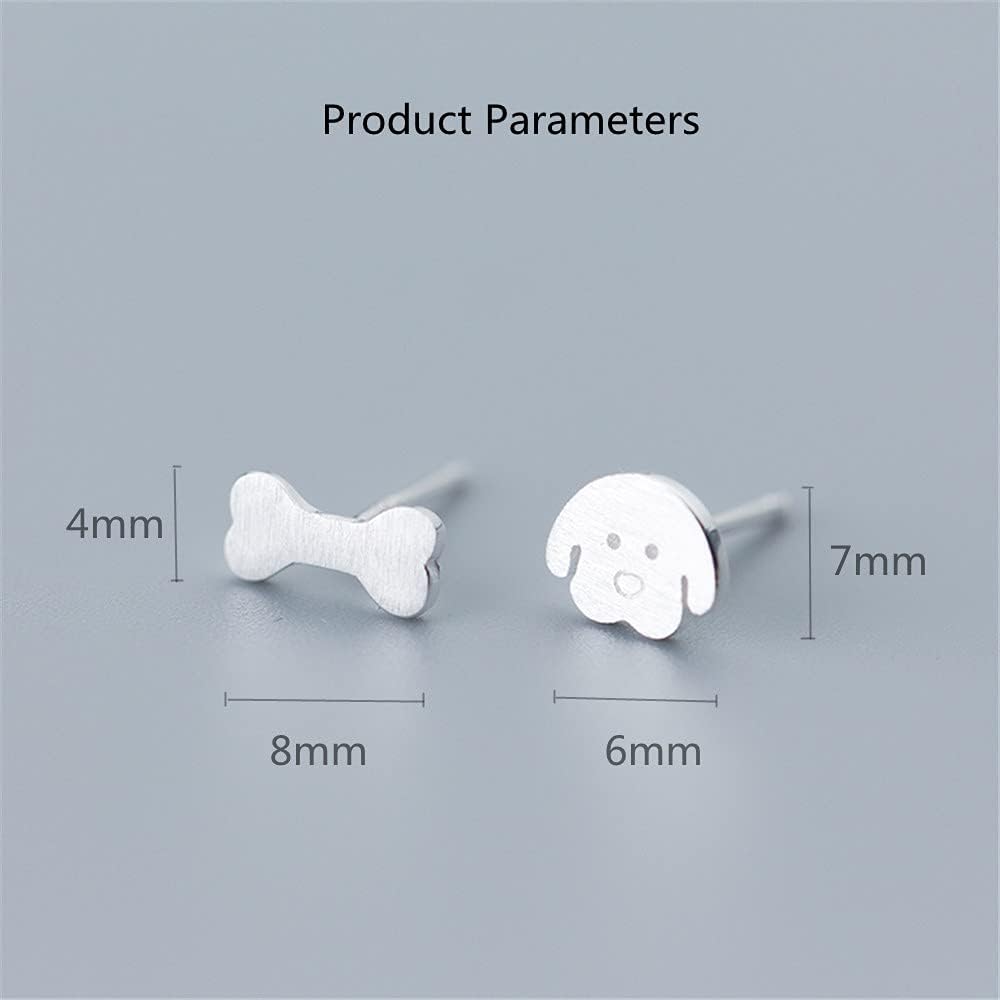 Tiny Cute Dog Bone Earrings 925 Sterling Silver Small Studs Earring for Women Hypoallergenic for Sensitive Ear Dainty Asymmetrical Animal Pet Post Birthday Jewelry Daughter (Brushed) - Image 5