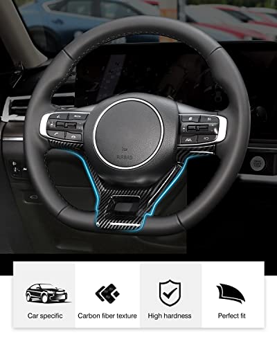 Karltys Steering Wheel Cover Trim for Kia K5 GT/GT Line 2021-2023 2024 Accessories Carbon Fiber Steering Wheel Trim Interior Decoration Sticker Decals ABS (Not for 2016-2020 Kia Optima)
