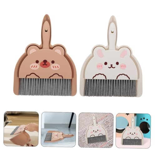 INOOMP 2 Satz Mini Besen Set mit Kehrschaufel Tragbares Tischreinigungsset für Desktop und Kleine Flächen Langlebiger Handfeger mit Staubschaufel für Haushalt Büro und Unterwegs – Bild 4