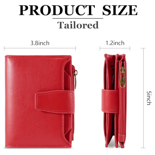Image of Airkit Small Wallet Women RFID Blocking PU Leather Bifold Compact Card Holder Wallet for Women with Zipper Coin Pocket 4 ID Window