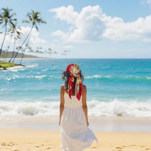 35” Satin Head Scarf Women Large Square Silk Feel Bandana Red Satin Hair Wrap Kerchief for Hair Wrapping, Sleeping & Pirate Costume (1PC)4