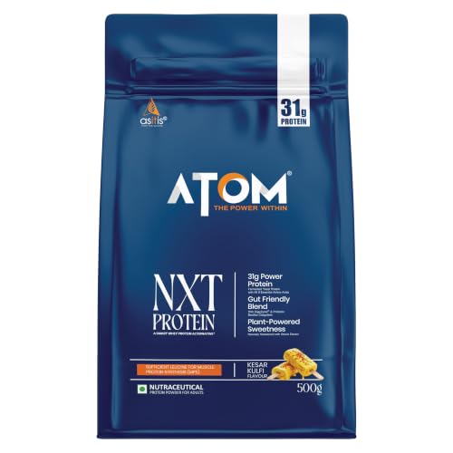 Image of AS-IT-IS ATOM NXT Protein Kesar Kulfi, 500g - 31g Muscle Fuel from Yeast Protein with DigeZyme