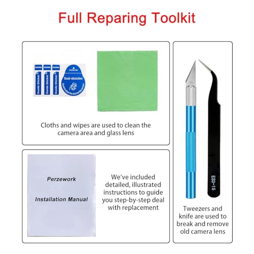 Perzework 2 Sets Back Rear Camera Lens Glass Replacement for Samsung Galaxy S22 Ultra with pre-Installed Adhesive and Reparing Toolkit by Perzework - Used condition - Image 7