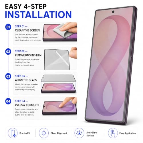 Image of FIRST MART Matte Anti-Glare Tempered Glass for Samsung Galaxy Z Fold 8 ultra With Installation Kit | Military-Grade Gaming Screen Protector & Cable Guard | Edge to Edge Coverage | Black