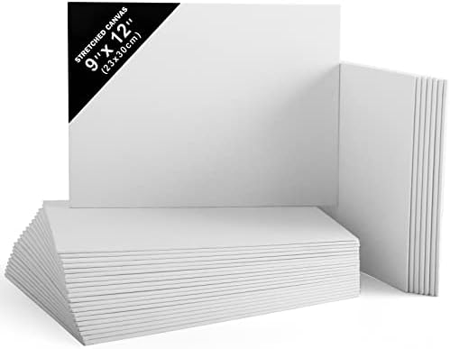 Belle Vous 28 Pack Blank Canvas - 23 x 30cm (9 x 12 inches) - Pre Stretched Canvas Panel Boards - Suitable for Acrylic and Oil Painting Also for Sketching and Drawing