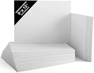 Belle Vous 28 Pack Blank Canvas - 23 x 30cm (9 x 12 inches) - Pre Stretched Canvas Panel Boards - Suitable for Acrylic and Oil Painting Also for Sketching and Drawing