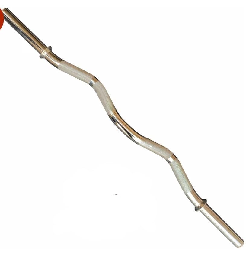 Image of Gyming World (3 feet) Zigzag Solid 28 mm Thickness Barbell | Standard zigzag weight bar | with 2 spring Locks