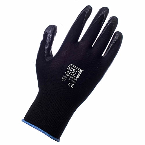 1 Paire de Gants de Travail en nitrile avec Revêtement en Polyuréthane de Sécurité Constructeurs Construction Mécanique - Noir - X-Large/26 FR Cover