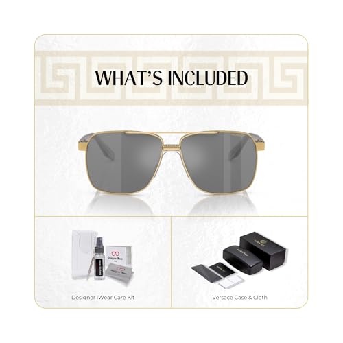 Versace VE2174 Square Sunglasses for Men +BUNDLE with ACCESSORY EYEWEAR KIT2