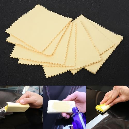 Paño de limpieza de microfibra para revestimiento de vidrio de automóvil, paquete de 20 aplicadores de toallas de cera para revestimiento, suministros de detalles automotrices, amarillo, 10 x 10 cm
